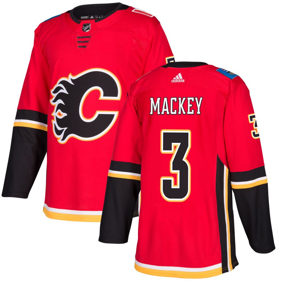 Calgary Flames #3 Connor Mackey Red Home Authentic Jersey